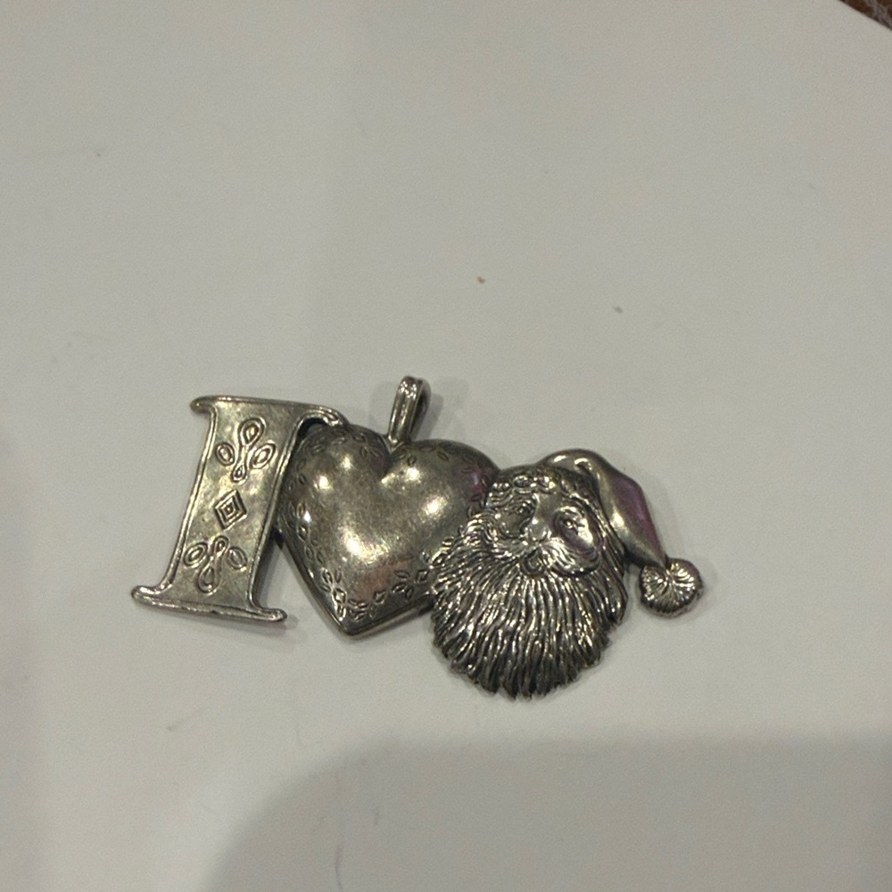 Silver Santa Heart necklace charm